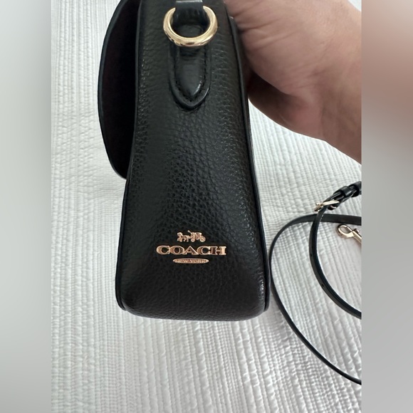 Coach Black Leather Handbag w/ strap. - Picture 5 of 12